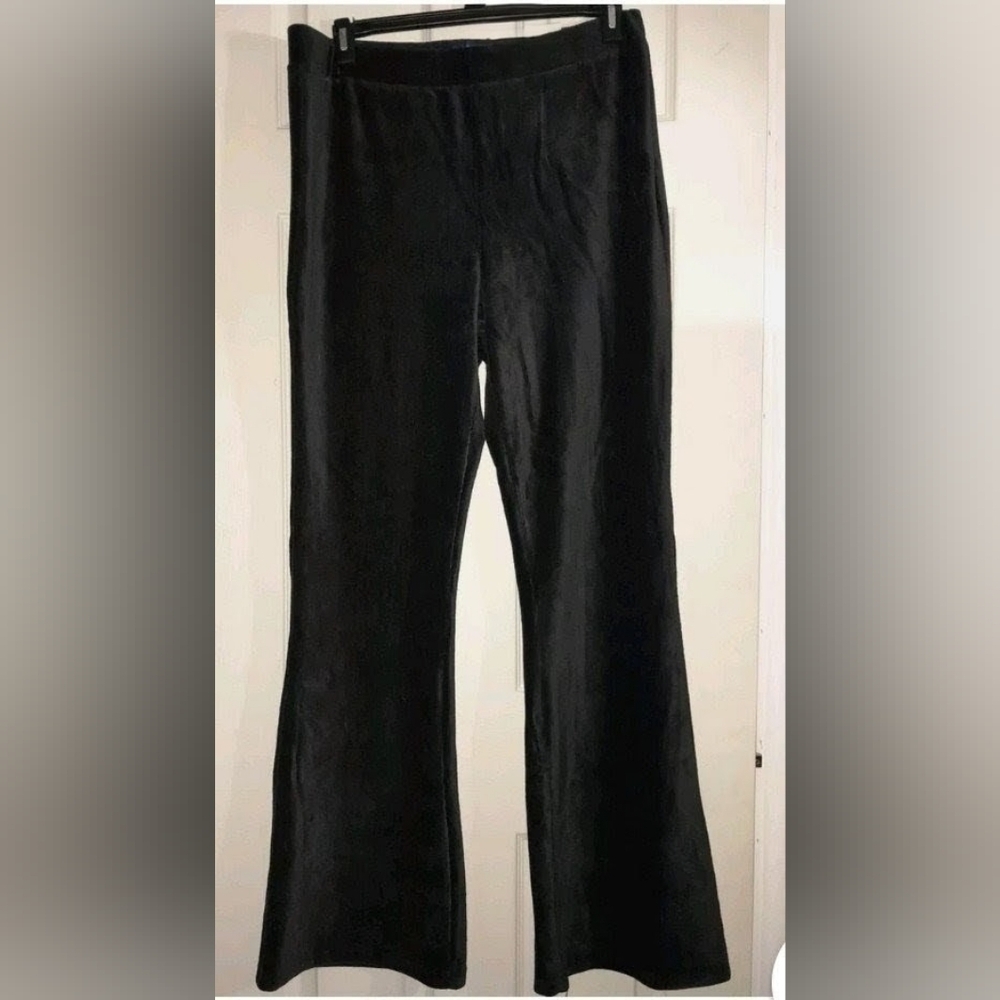 Arizona Women's Velour Feel Trousers Black Pull-on Front Pockets Stretchy Sz XXL